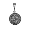 DCP1046 Silver Oxidize Aztec Calendar Pendant 19mm