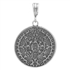 DCP1048 Silver Oxidize Aztec Calendar Pendant 28mm