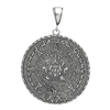 DCP1050 Silver Oxidize Aztec Calendar Pendant 45mm