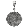 DCP1052 Silver Oxidize Aztec Calendar Pendant 31mm