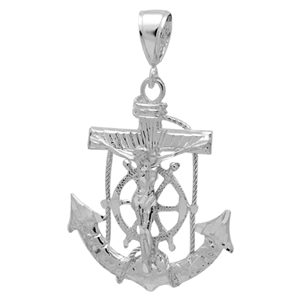 DCP1069 Silver DC Anchor w Jesus Pendant 40mm