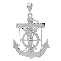 DCP1070 Silver DC Anchor w Jesus Pendant 54mm