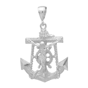 DCP1071 Silver DC Anchor w Jesus Pendant 45mm