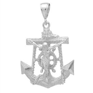 DCP1072 Silver DC Anchor w Jesus Pendant 60mm