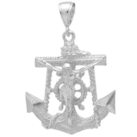 DCP1073 Silver DC Anchor w Jesus Pendant 68mm