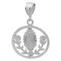 DCP1074 Silver DC Guadalupe with Roses Pendant 30mm