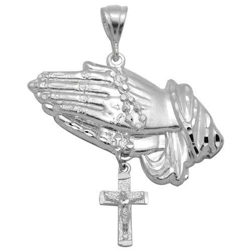 DCP1090 Silver DC Praying Hand Pendant 60mm