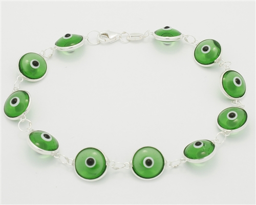 EEB08- Sterling Silver Evil Eye Bracelet