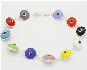 EEB11- Sterling Silver Evil Eye Bracelet