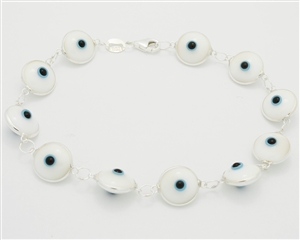 EEB14- Sterling Silver Evil Eye Bracelet