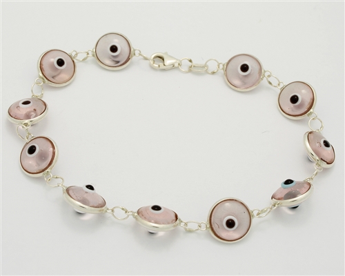 EEB18- Sterling Silver Evil Eye Bracelet