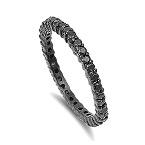 ETB1001 Sterling Silver Black Rhodium Black CZ Band Ring