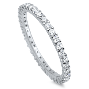 ETB1002 Sterling Silver Clear CZ Band Ring