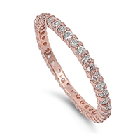ETB1003 Sterling Silver Rosegold Clear CZ Band Ring