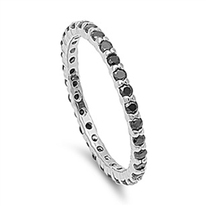 ETB1004 Sterling Silver Black CZ Band Ring