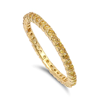 ETB1009 Sterling Silver Yellow Gold Yellow CZ Band Ring