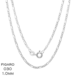 Figaro 030 1mm Gauge Chain Necklace