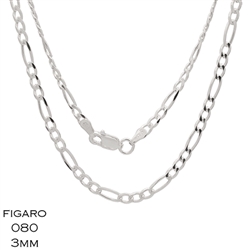 Figaro 080 3.0mm Gauge Chain Necklace