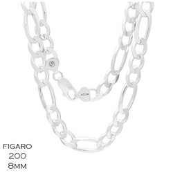 Figaro 200 8.0mm Gauge Chain Necklace