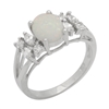 Sterling Silver 9mm Oval Lab Created White Opal Ring .925