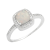Sterling Silver Princess Cut Lab Created White Opal & Cz Ring