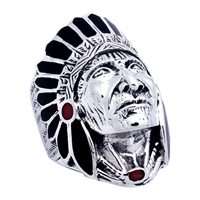 ICR101-BK Silver Indian Head Ring Black