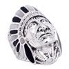 ICR101-BW Silver Indian Head Ring Black & White