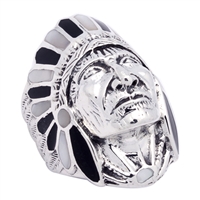 ICR101-BW Silver Indian Head Ring Black & White