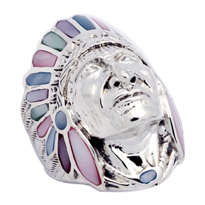 ICR101-MU Silver Indian Head Ring MultiColor