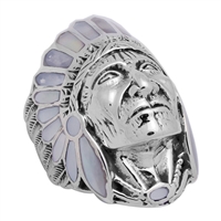 ICR101-WH Silver Indian Head Ring White MOP