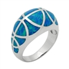 LOR1004-BO Sterling Silver Blue Lab Opal Dome Ring