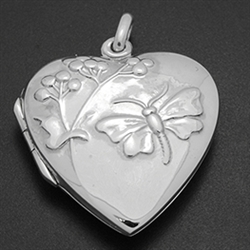 LPS1001 - Silver Dragonfly Heart Locket