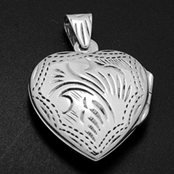 LPS1008 - Silver heart Engraved Locket