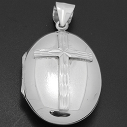 LPS1012 - Silver Oval Cross Locket