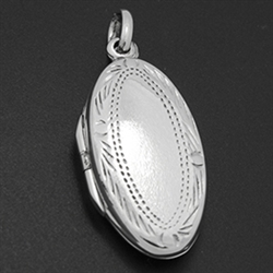 LPS1013 - Silver Narrow Oval Engraved Locket
