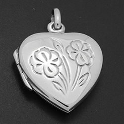 LPS1016 - Silver Heart Flower Locket