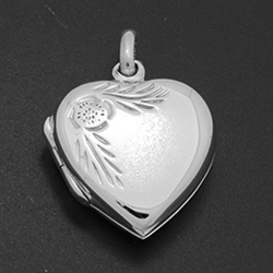 LPS1018 - Silver Small Heart Engraved Edge Locket