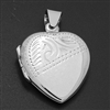 LPS1019 - Silver Small Heart Diagonal Engraved Locket