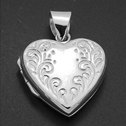LPS1021 - Silver Heart Engraved Locket