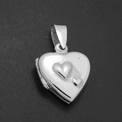 LPS1030 - Silver Small Double Heart Mom Locket