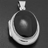 LPS1034 - Silver Black Onyx Oval Locket