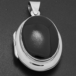 LPS1034 - Silver Black Onyx Oval Locket