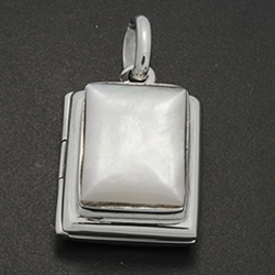 LPS1035 - Silver MOP Rectangle Locket