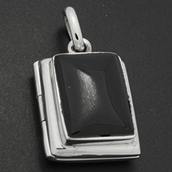 LPS1036 - Silver Black Onyx Rectangle Locket