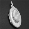 LPS1037 - Silver MOP Narrow Oval Locket