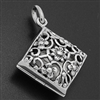 LPS1041 - Silver FiligreeDiamond Shaped Flower Locket