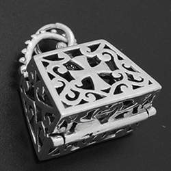 LPS1042 - Silver Filigree Cross design Handbag Locket