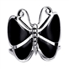 M-R1001-BO Silver Black Onyx Butterfly Ring