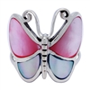 M-R1001-MU Silver Multi-Color Butterfly Ring