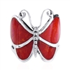 M-R1001-RC Silver Red Coral Butterfly Ring